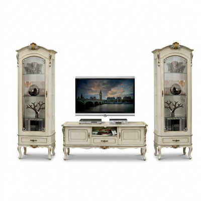 Living room cabinet wall unit 3-piece TV 2x display cabinet design Italian furniture Baroque style