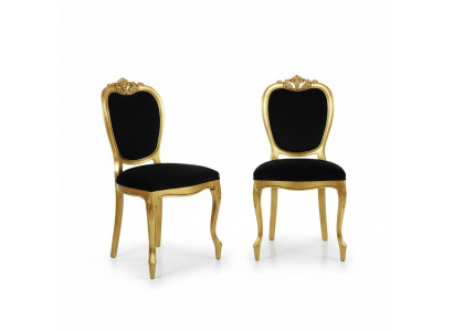 Designer furniture 2x chair gold living room wood chairs Italian luxury furniture new