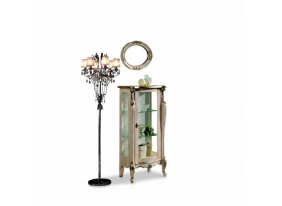 Furniture Wood Style Baroque Shelves Glass Cabinet Showcase Glass Cabinet Italian Furniture