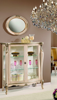 Furniture Wood Style Baroque Display Cabinet Glass Cabinet Chest of Drawers Cabinets Italian