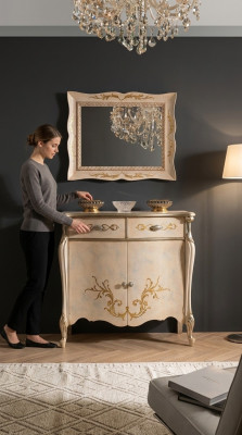 Luxurious furniture wood style baroque white cabinet dresser cabinets designer