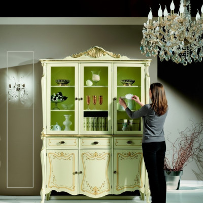 Showcase Italian Luxury Style Living Room Furniture Cabinet Baroque Rococo Style Wood New