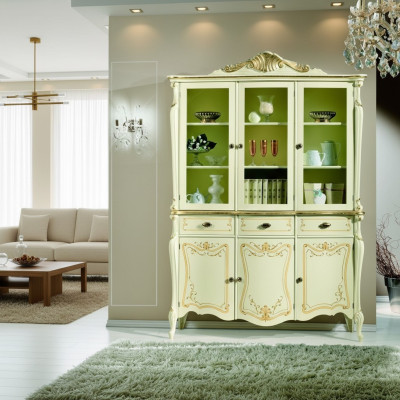 Showcase Italian Luxury Style Living Room Furniture Cabinet Baroque Rococo Style Wood New