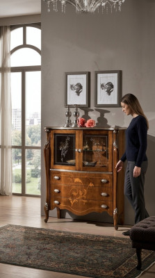 Luxurious furniture wood glass style baroque cabinet dresser cabinets designer
