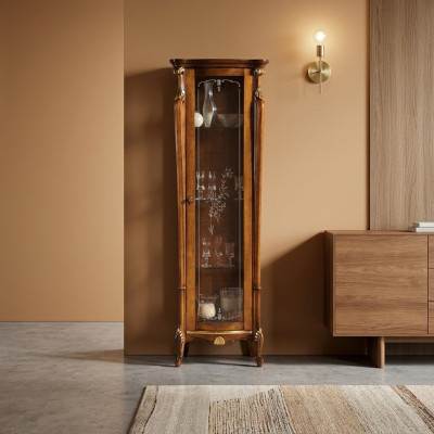 Elegant design glass cabinet wood classical style baroque showcase Italian furniture new