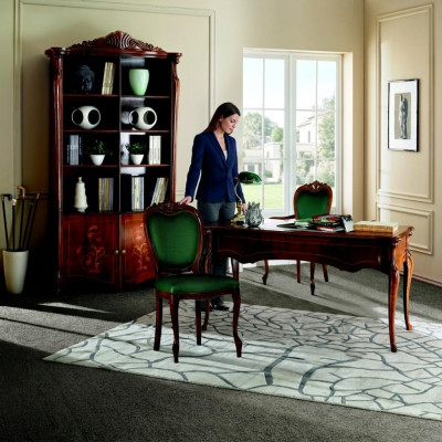 Italian style furniture office furnishings desk table armchair set 3-piece.