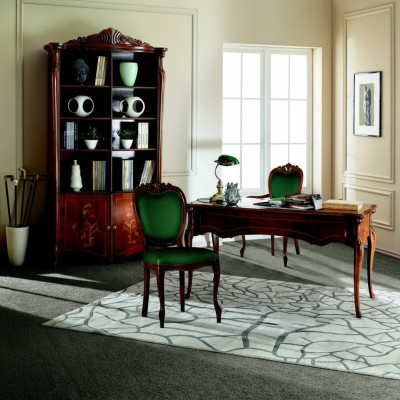 Italian style furniture office furnishings desk table armchair set 3-piece.