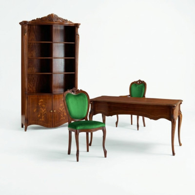 Italian style furniture office furnishings desk table armchair set 3-piece.