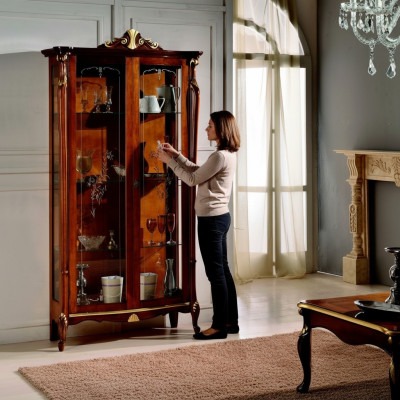 Italian furniture wood classic style design showcase cabinet shelf cabinets