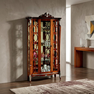 Italian furniture, luxury design, wood, classic baroque, shelf, glass cabinet, showcases