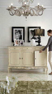 Design furniture style classic chest of drawers white sideboard wood Italian