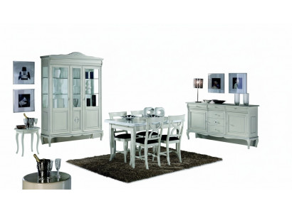 Design dining room set 7-piece wood furniture sideboard 4x chair table cabinet new