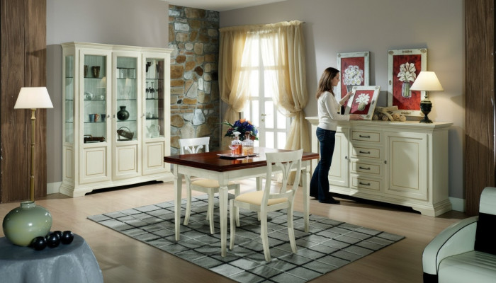 Dining Room Set 5-Piece Wood Furniture Sideboard 2x Chair Table Display Cabinet New