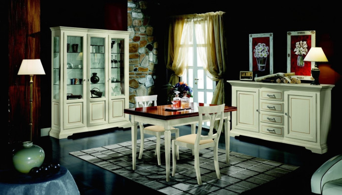 Dining Room Set 5-Piece Wood Furniture Sideboard 2x Chair Table Display Cabinet New