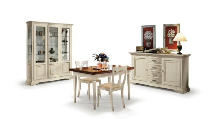 Dining Room Set 5-Piece Wood Furniture Sideboard 2x Chair Table Display Cabinet New
