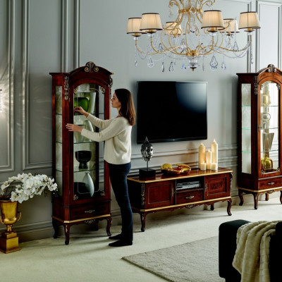 Living room wall cabinet display case RTV sideboard genuine wood cabinets Italian furniture