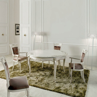 Italian furniture dining table 4x chairs wooden table dining set classic design