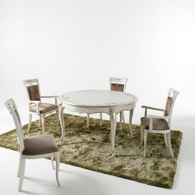 Italian furniture dining table 4x chairs wooden table dining set classic design