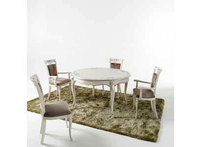 Italian furniture dining table 4x chairs wooden table dining set classic design