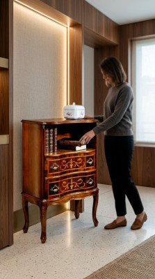 Furniture Wood Style Baroque Brown Dresser Cabinets Designer Italian Furniture