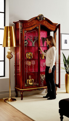 Showcase wooden cabinet glass cabinets Italian furniture sideboard shelf baroque