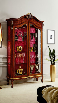 Showcase wooden cabinet glass cabinets Italian furniture sideboard shelf baroque