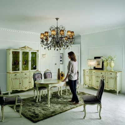 Design Italian furniture luxury dining table dining room wood furniture classic style bright