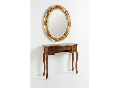 Italian furniture 2 pcs set secretary with mirror solid wood baroque style