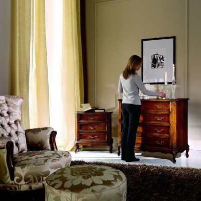 Design furniture style baroque small chest of drawers brown luxury wood Italian