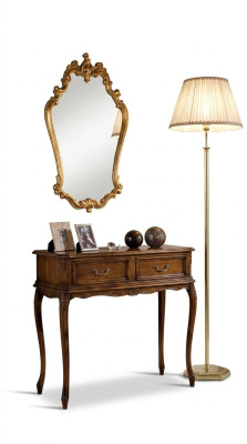 Luxury Wood Italian Furniture 2-piece Set Furniture Baroque Style Console Table with Mirror New