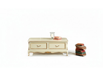 Wood Italian Furniture Baroque Style Luxury White Coffee Table Living Room Table New