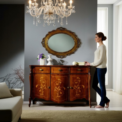 Design furniture style baroque dresser cabinet brown design luxury wood