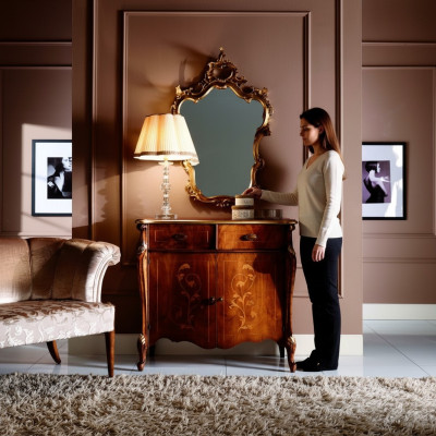 Luxury Italian Furniture Design Chest Cabinet Brown Wood Furniture Style