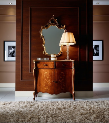 Luxury furniture style baroque 2-piece set dresser with mirror luxury wood Italian
