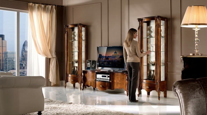 Luxury 3-piece wall unit RTV with 2x display cabinet Italian furniture design Baroque style new
