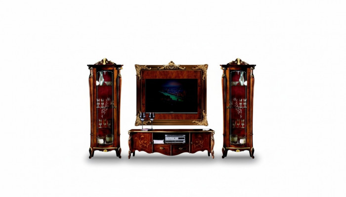 4-piece set Italian furniture: 2 display cabinets, sideboard, TV wall panel, cabinet