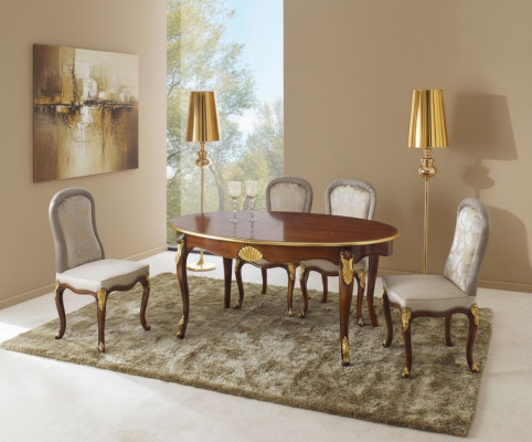 Set of 5-Piece Dining Room Furniture: Dining Table and 4 Chairs Luxury Dining Room Furniture Collection Italian Furniture