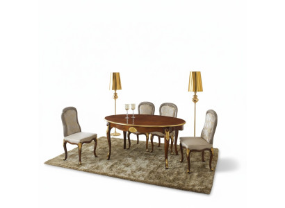 Set of 5-Piece Dining Room Furniture: Dining Table and 4 Chairs Luxury Dining Room Furniture Collection Italian Furniture