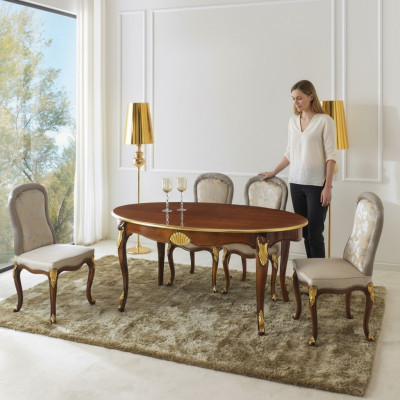 Oval table Italian furniture luxury dining table dining room wood classic style