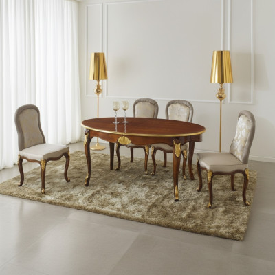 Oval table Italian furniture luxury dining table dining room wood classic style