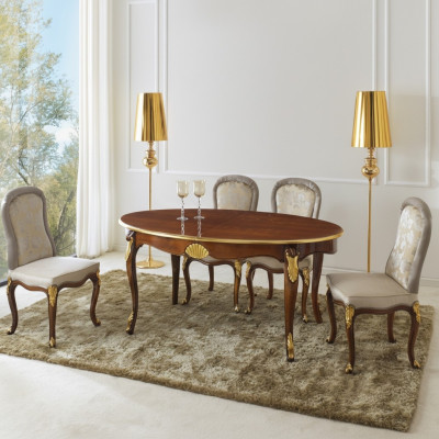 Oval table Italian furniture luxury dining table dining room wood classic style