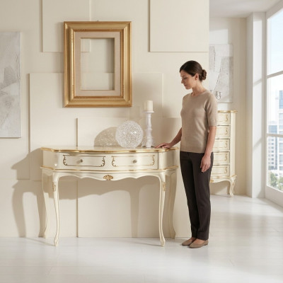 Design furniture style Baroque luxury console table white wood Italian table tables
