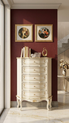 Italian luxury furniture style baroque white cabinet dresser designer furniture