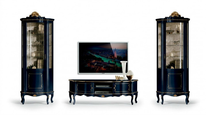 Luxury Set Suite 3-piece with 2x Display Cabinet Blue Italian Luxury Furniture Baroque Style