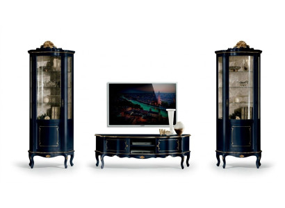 Luxury Set Suite 3-piece with 2x Display Cabinet Blue Italian Luxury Furniture Baroque Style