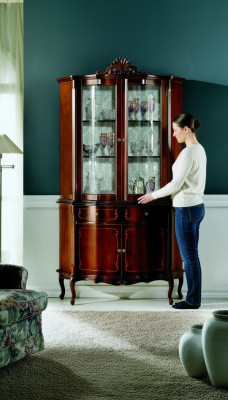 Italian luxury wood design furniture baroque style cabinet showcase brown living room new