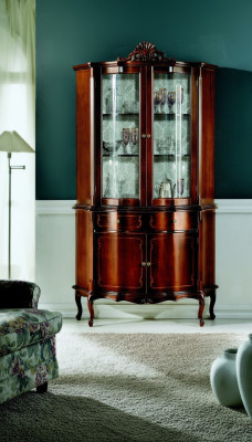 Italian luxury wood design furniture baroque style cabinet showcase brown living room new
