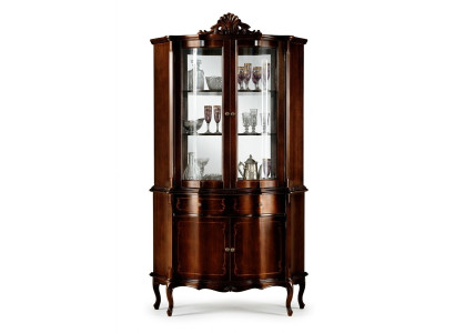 Italian luxury wood design furniture baroque style cabinet showcase brown living room new