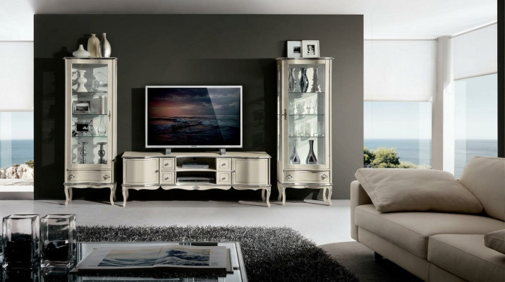 Chic three-piece set RTV with 2x display cabinet Italian furniture living room wall cabinet