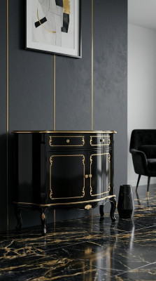 Luxury Italian Wood Furniture Black Sideboard Luxury Buffet Cabinet